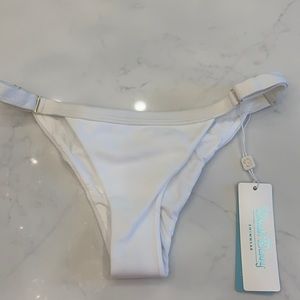 BEACH BUNNY rib tide skimpy bottom in white